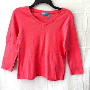 Fresh Produce Pink V-Neck 3/4 Sleeves T-Shirt SZ S Gently Worn few times